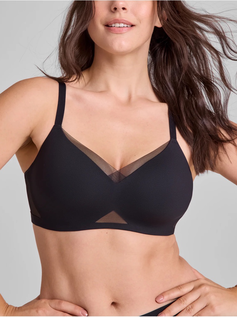 Nwt Honeylove Crossover Bra - Black Mesh Trim 2x
